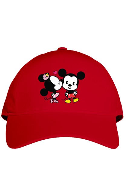 Cap with prints Mickey Mouse and Minnie Mouse. Cartoon, disney, mickey, mickey mouse, minnie mouse. 2070702