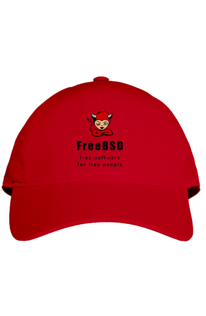 Кепка з принтом "Freebsd Для Вільних". Bsd, freebsd, unix, адміністратор, айті, айтішник, безкоштовна, безкоштовно, бестія, вільна, демон, демонесса, доступність, незалежність, операційна система, ос, програміст, програмне забезпечення, свобода, сисадмін, система, системний адміністратор, софт, текст, червоний, чорний. 2070702