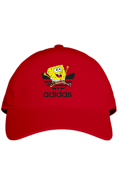 Кепка с принтом Adidas Губка Боб. Adidas, spongebob, адидас, баскетбол, губка боб, мультик, мультсериал, мяч, спанч боб, спорт. 2070702