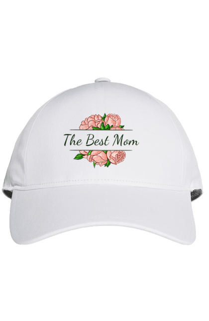 Кепка з принтом "Мама the best". День матері, квіти, мама, найкраща, напис, піони, подарунок, рожевий, свято. CustomPrint.market