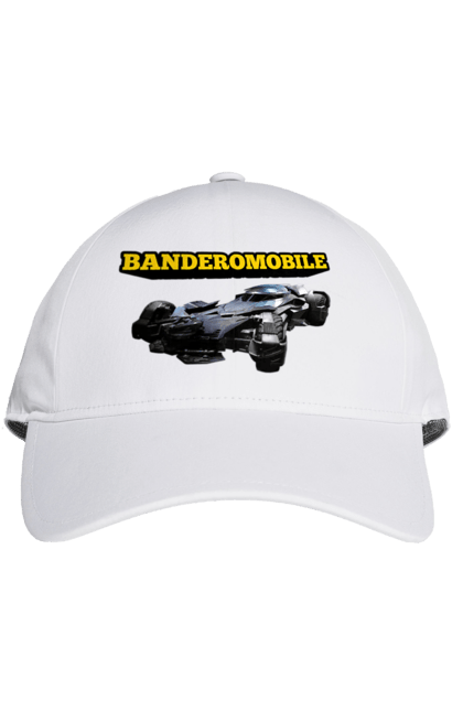 Кепка з принтом "Бандеромобіль". Бандера, бандеромобіль, бетмобіль, військова техніка, зсу, супер автомобіль. 2070702