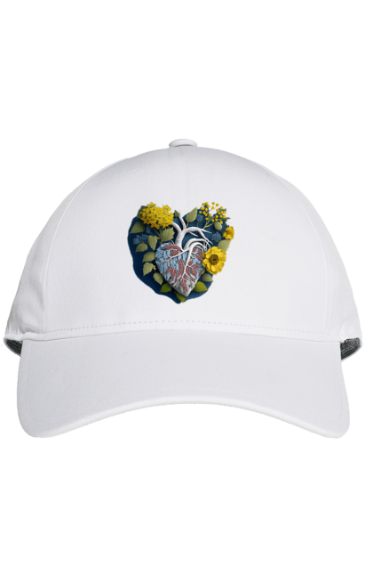 Кепка з принтом "Серце квіти". Люблю україну, перемога україни, серце, символи україни, соняшник, традиції україни, україна. 2070702