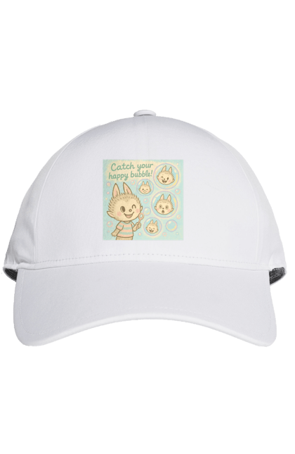 Кепка з принтом "Лабубу". Бульбашки, грайливо, каваї, казково, лабубу, милаілюстрація, ніжнікольори, пастельнамистецтво, щасливі бульбашки. 2070702