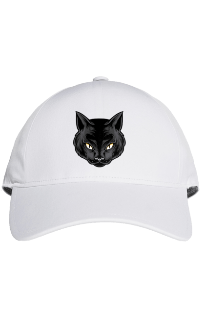 Кепка з принтом "Чорна кішка". Голова кішки, кіт, кішка, чорна кішка, чорний кіт. futbolka.stylus.ua