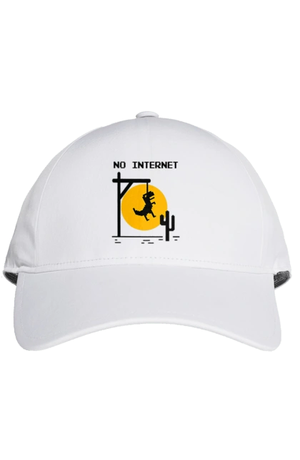 Кепка с принтом Нет интернета. No internet, айти, без интернета, динозавр повесился, мем, нет интернета, но интернет, прикол, смешная, юмор. 2070702