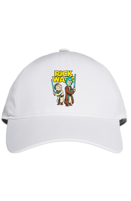 Cap with prints Rick and Morty. Adventures, black humor, cartoon, rick, rick and morty, sci-fi, star wars, tragicomedy. 2070702