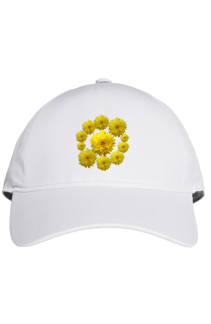 Кепка з принтом "Хризантеми жовті". Квіти, літо, подарунок, природа, рослини, хризантеми. futbolka.stylus.ua