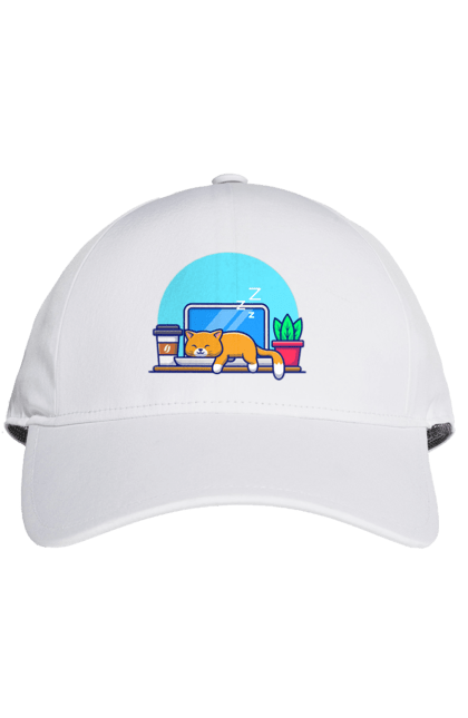 Кепка з принтом "Кіт програміст". Angular, c, css, html, it, javascript, jquery, php, python, react, svelt, vue, айтишник, айті, гумор, код, кодувати, прогер, програміст, програмісти, ти ж, ти ж програміст, тиж програміст. 2070702