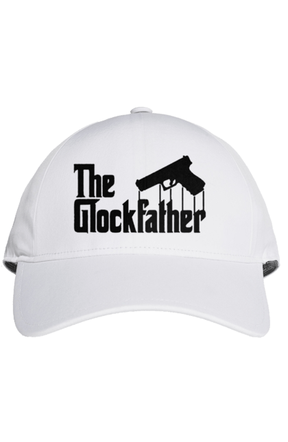 Кепка с принтом The GlockFather. Gangster, glockfather, godfather, godfather reference, гангстер, глок, огнестрельное оружие, оружие, пистолет. 2070702