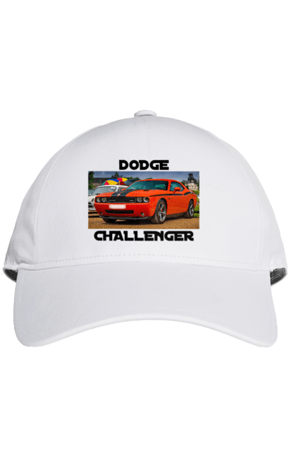 Кепка з принтом "Додж челенджер". Авто, автомобіль, американська легенда, додж челенджер, класичне авто, культовий автомобіль, масл кар, потужний автомобіль. 2070702