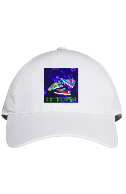 Кепка з принтом "Step`n". Віртуальні кросівки, крипта, криптовалюти, нфт, нфт кросівки, солана, степен. 2070702