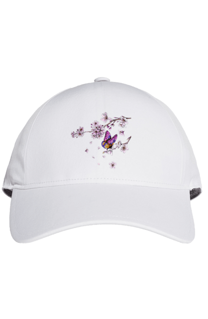 Кепка з принтом "Метелик І Сакура". Весна, дерево, метелик, сакура. 2070702