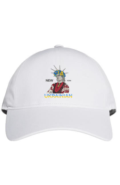 Cap with prints UA & NY. Embroidered shirt, new york, statue of liberty, ukraine, wreath. 2070702