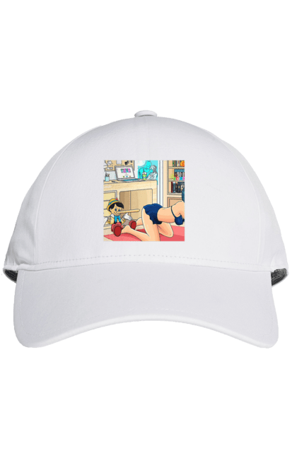 Cap with prints Pinocchio In The Adult Tale. Batman, joke, kiss, naked, pinocchio. 2070702
