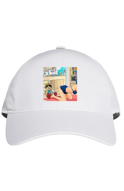 Cap with prints Pinocchio In The Adult Tale. Batman, joke, kiss, naked, pinocchio. 2070702