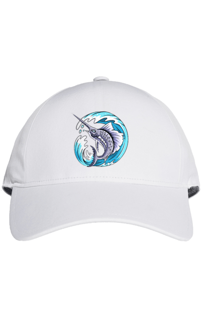 Кепка с принтом Рыба Меч И Волна. Волна, рыба-меч. 2070702