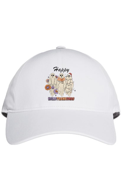 Cap with prints Halloween Ghost. Costume, ghost, halloween, holiday, october, october 31, scary, sweets, trick or treat. 2070702