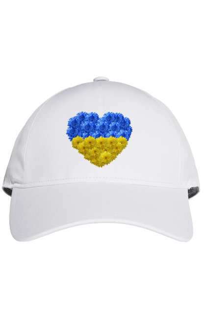 Кепка з принтом "Україна серце квіти". Квіти, любов, незалежність, патріотична символіка, прапор, серце, україна. futbolka.stylus.ua