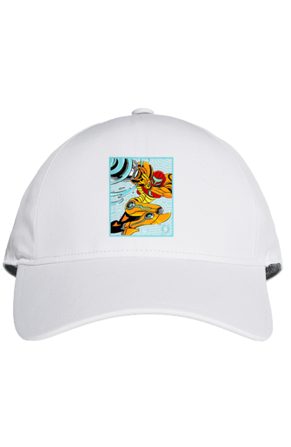 Cap with prints Metroid Samus Aran. Game, head hunter, heroine, metroid, power suit, samus aran, video game. 2070702