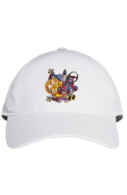 Кепка з принтом "Автозапчастини". Автозапчастини, гонка, драгрейсинг, драйв, машина, стрітрейсинг. 2070702