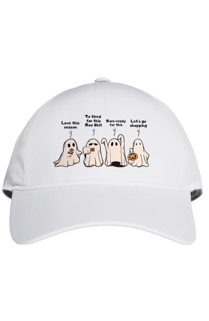 Cap with prints Halloween Ghost. Costume, ghost, halloween, holiday, october, october 31, scary, sweets, trick or treat. 2070702