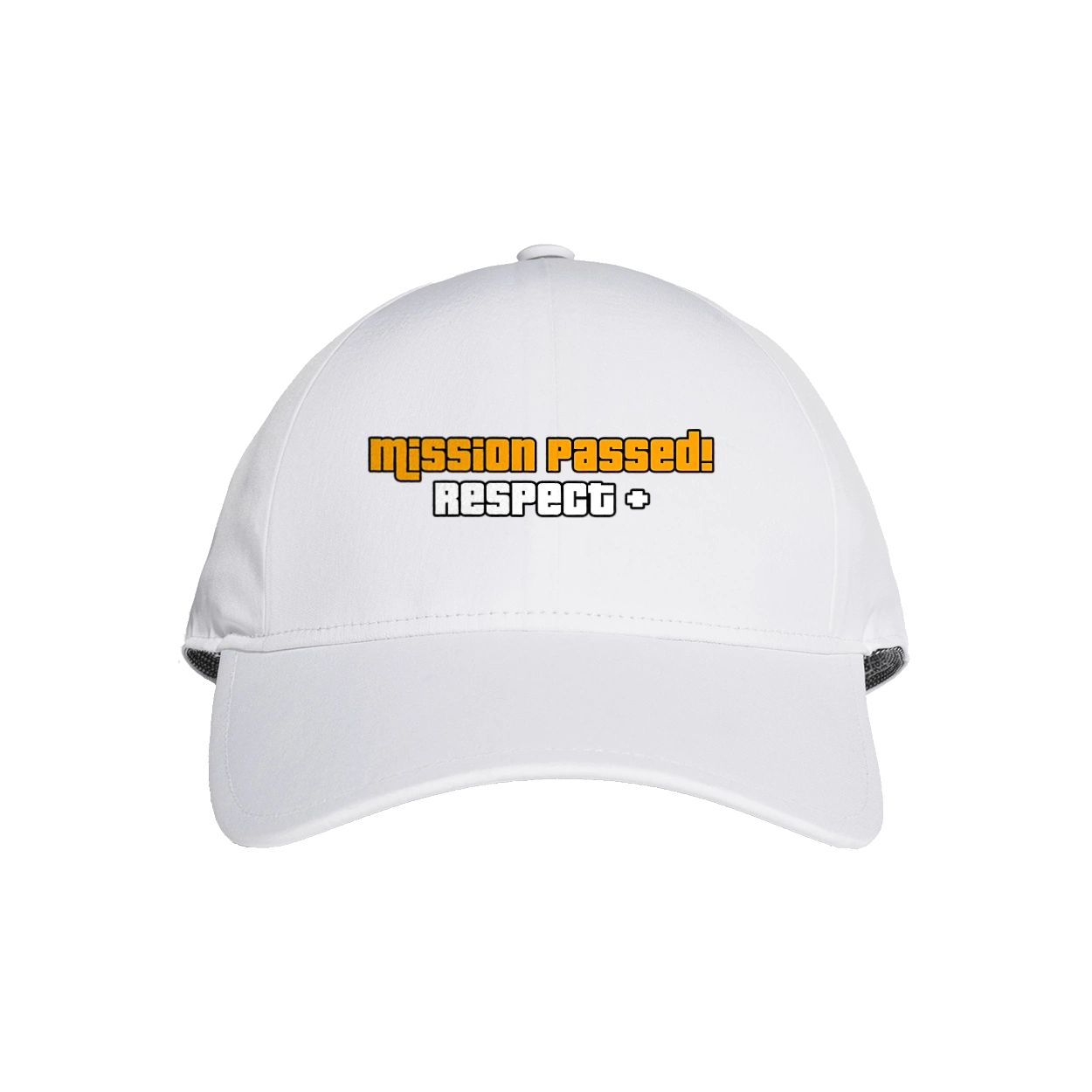 Cap in white with Mission Passed Respect + GTA  Grand Theft Auto print  003bd6 