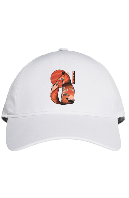 Cap with prints Kitsune. Animal, cherry blossoms, flowers, fox, great wave, japan, japanese, kitsune, mount fuji, red fox. 2070702