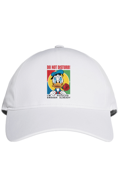 Кепка з принтом "Дональд Дак Не турбувати!". Disney, do not disturb, donald duck, дісней, дональд дак, мультсеріал, мультфільм, не турбувати. 2070702