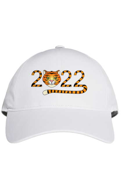 Кепка з принтом "Новий рік тигра 2022". 2022, зима, новий рік, різдво, сніг, тигр. futbolka.stylus.ua