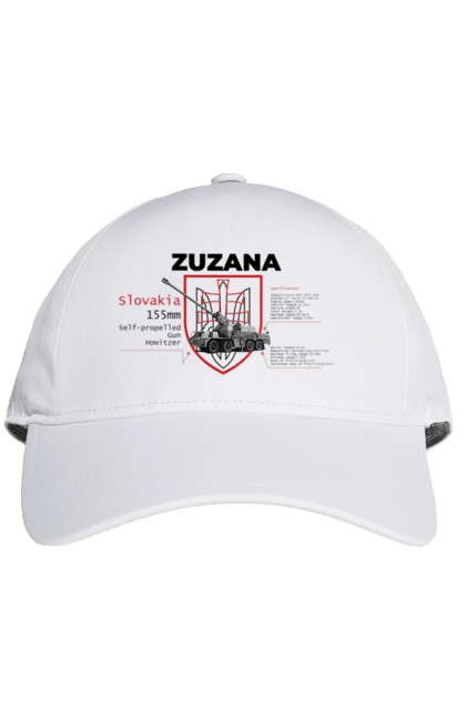 Кепка з принтом "Zuzana (САУ) два герби (англійська)". Zuzana, гаубиця, два герби, залужний, сюзанна. 2070702
