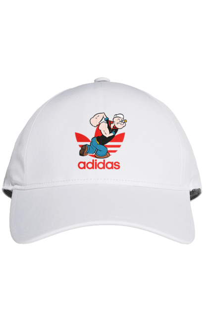 Кепка з принтом "Adidas Моряк Попай". Adidas, popeye the sailor, адідас, комікс, моряк, мультфільм, серіал, трубка. 2070702