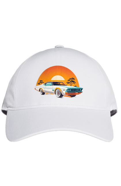 Кепка з принтом "Гарне авто на закаті". Авто, закат, солнце. 2070702