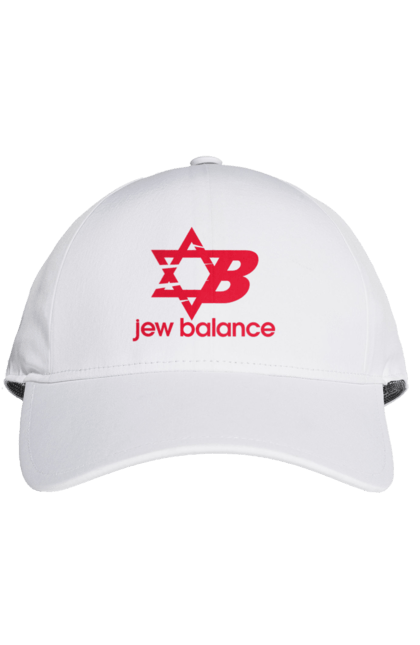 Кепка з принтом "Jew Balance Red". New balance, гумор, еврейські, жарти, жартівливі, літні, прикольні, червоний. 2070702
