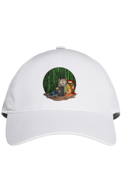 Cap with prints Cat programmer. Aitі, angular, c, code, css, html, humor, it, it specialist, javascript, jquery, koduvati, php, proger, programmer, programmers, python, react, svelt, type programmer, vue, you. 2070702