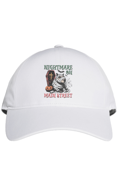 Cap with prints Capybara Halloween. Animal, capybara, ghost, halloween, holiday, moon, mummy, pumpkin, rodent. 2070702