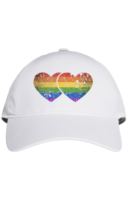 Кепка з принтом "Два серця ЛГБТ". Веселка, гей, лгбт, лесбі, любов, прапор, серце, серця, сім`я. futbolka.stylus.ua