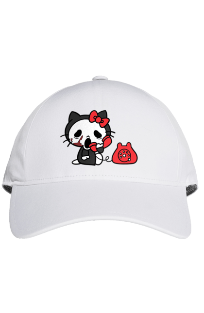 Кепка с принтом Хелло Китти Хэллоуин. Halloween, hello kitty, бренд, кот, котенок, персонаж, хелло китти, хэллоуин. 2070702