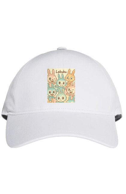Кепка з принтом "Лабубу". Безтурботно, грайливо, дизайнперсонажу, каваї, лабубу, милі мистецтво, ніжні відтінки, пастельніквіти, стиль мультфільму, чарівно. 2070702
