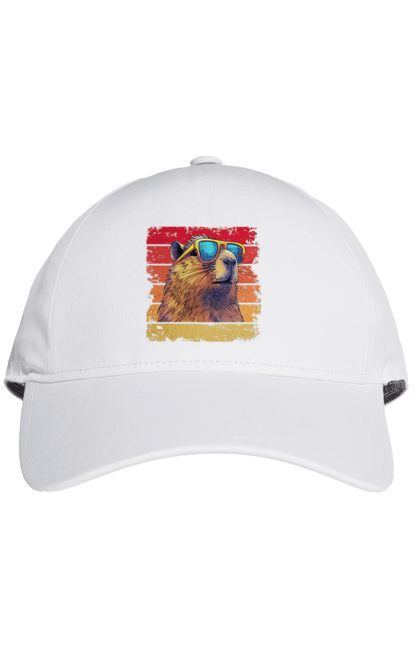 Cap with prints Capybara. Animal, capybara, glasses, rodent. 2070702