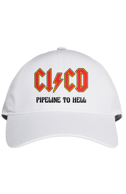 Кепка з принтом "CI/CD pipeline to hell". Cicd, cicd pipeline, devops, pipeline, інженер, програмне забезпечення, програмування, розробка, розробка по. 2070702