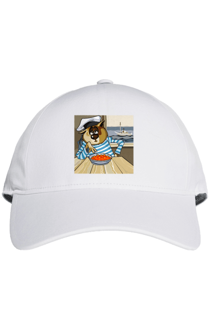 Кепка с принтом Кот Моряк, На Корабле Ест Красную Икру. Икра, корабль, кот, моряк. 2070702