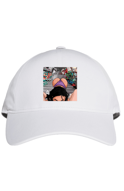 Cap with prints Girl On Her Knees In Front Of A Boy. Ass, naked, on the knees, suck. 2070702