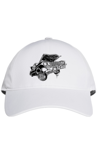 Кепка з принтом "Автомобіль". Автомобіль, імпала, класика, лоурайдер, шевроле. 2070702