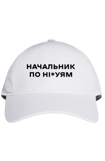 Кепка з принтом "Начальник по ні*уям чорна". Для дорослих, з написами, з текстом, креативні, літні, прикольні. 2070702