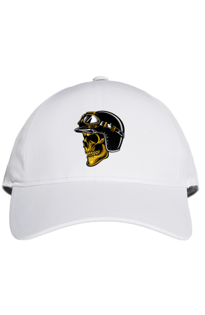 Кепка з принтом "Череп в мотошоломі". Крутий, очі, череп, шолом. 2070702