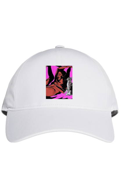Cap with prints Girl Gets Fun. Cat, naked, passion, satisfaction. 2070702