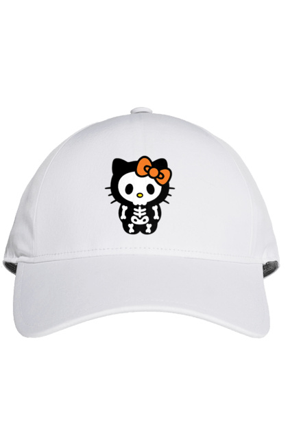 Кепка з принтом "Хелло Кітті Хелловін". Halloween, hello kitty, zombie, бренд, зомбі, кошеня, персонаж, скелет, хелло кітті, хелловін. 2070702