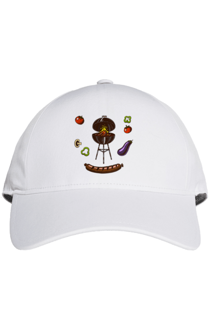 Кепка з принтом "Барбекю Сосиска". Барбекю, гриль, смажити, сосиска. 2070702