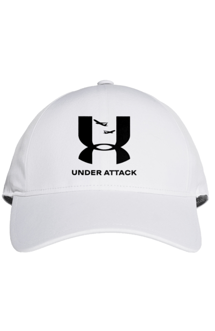 Кепка з принтом "Under Attack black". Андер армор, бренди, гумор, приколи, прикольні, ундер армор. 2070702