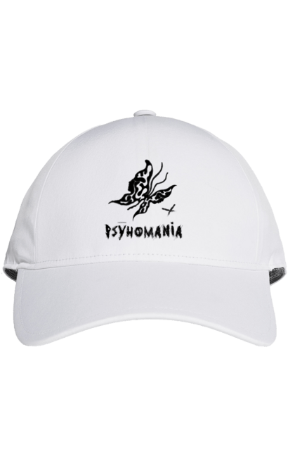 Кепка з принтом "Psyhomania Black". Psyho, готика, гранж, графіті, малюнок, метелик, психо, рок, хіпі. CustomPrint.market